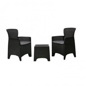 Conjunto De Jardín Chillvert Alba Resina 2 Sillones + 1 Mesa Gris Antracita - Kch400