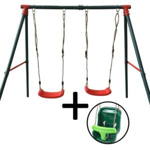 COLUMPIO DOBLE METAL BAMBÚ+ ASIENTO BEBÉ