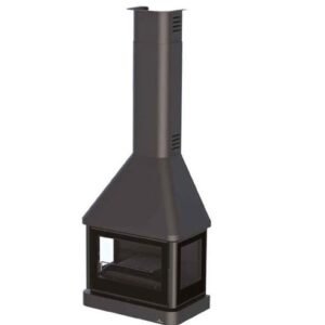Chimenea de leña Bronpi Lisboa 3C Vision para colgar con turbina