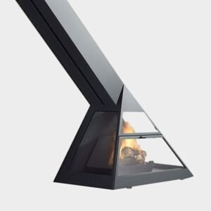Chimenea de leña, gas o bioetanol Admeto Central suspendida salida oblicua