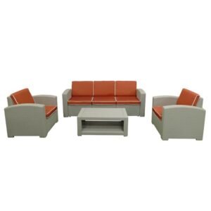 Conjunto Jardín Chillvert Treviso Resina 1 sofá+ 2 Sillones + Mesa Gris Claro